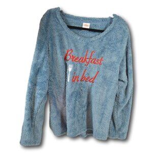 Breakfast In Bed Fluffy Blue Sweater Size: L